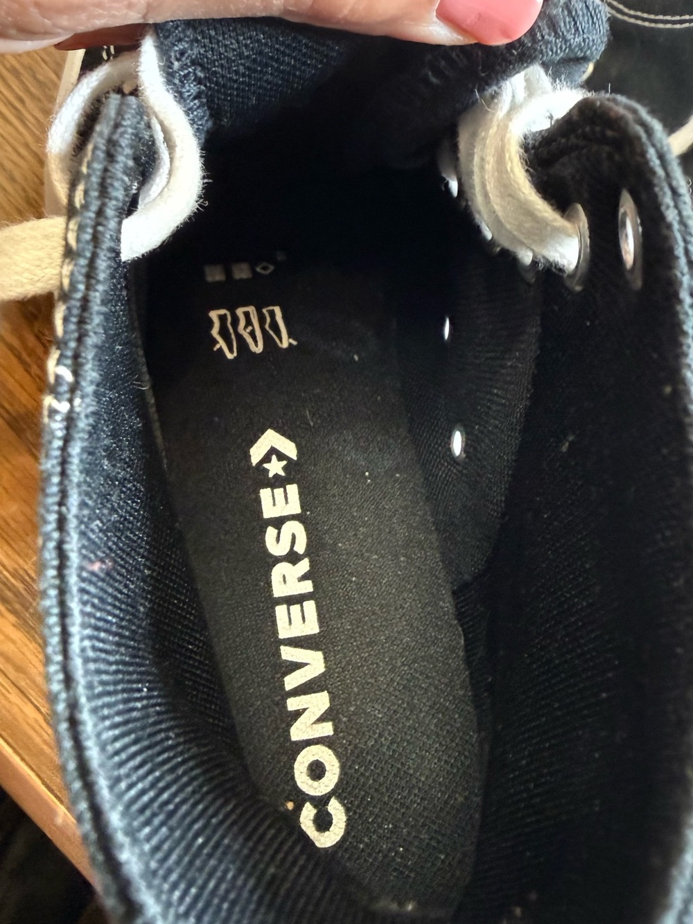 Converse Black and White High Top Canvas Sneakers - Picture 6 of 7